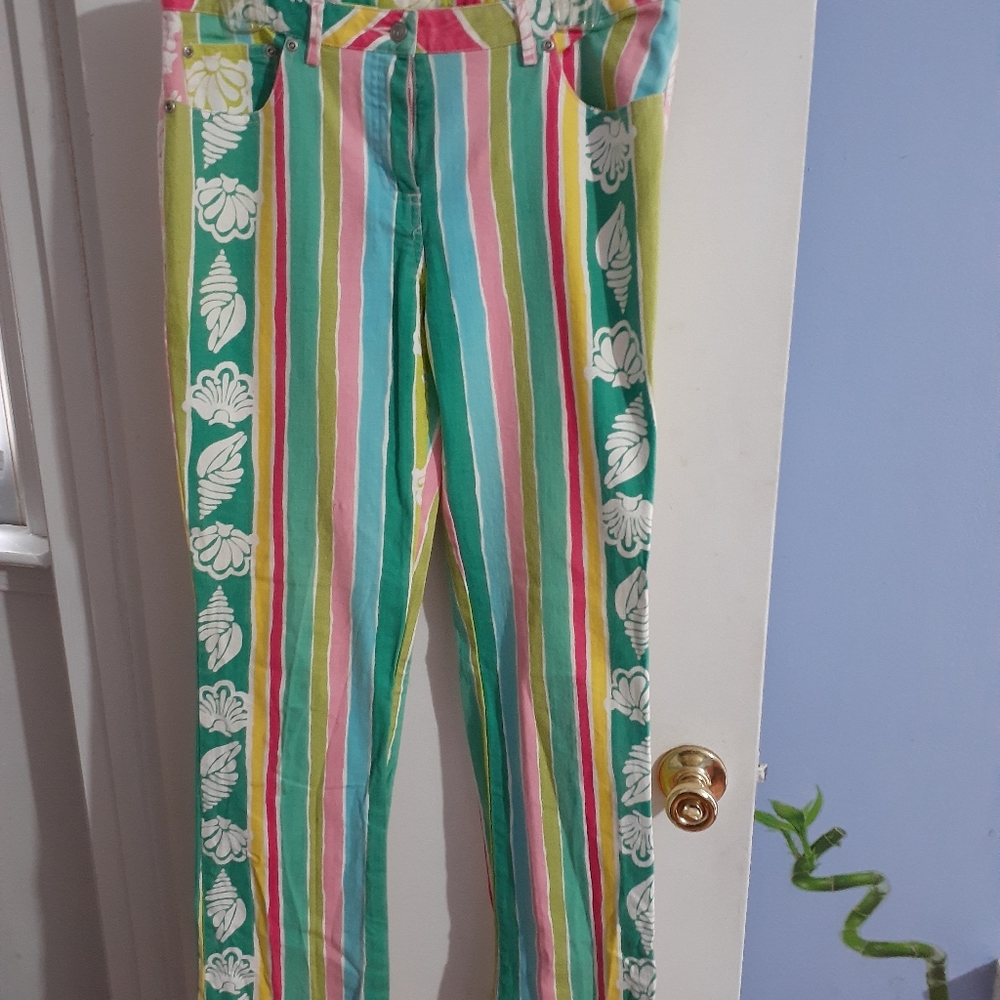 Lilly Pulitzer Striped Denim Pants, Size 6